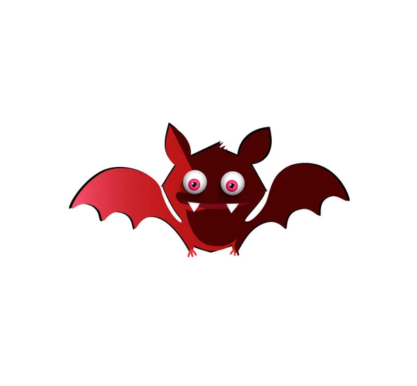 Ilustración Vectorial Lindo Personaje Divertido Murciélago Sonriente Rojo Aislado Sobre — Vector de stock