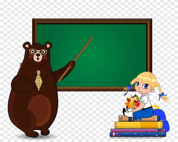 Feliz Dia Professores Volta Escola Vetor Ilustração Desenho Animado Urso — Vetor de Stock