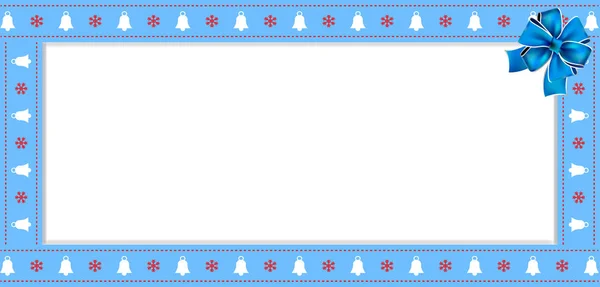 Jolie Bannière Rectangle Noël Nouvel Bordure Cadre Avec Cloches Flocons — Image vectorielle