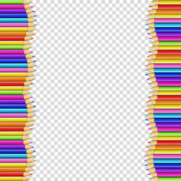 Векторная Рамка Выполнена Цветных Деревянных Карандашей Изолированных Прозрачном Фоне Детский — стоковый вектор