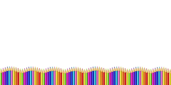 Colored Pencils Line Shape Wave Multicolored Border Frame Empty Copy — Stock Vector