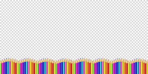 Vector Line Wavy Border Made Colored Wooden Pencils Row Isolated — Stock Vector