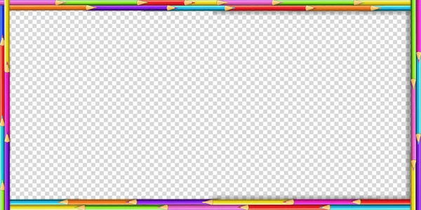 Wektor Creative Prostokąt Obramowania Ramki Wykonane Kredki Drewniane Przezroczystym Tle — Wektor stockowy