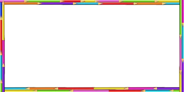 Marco Borde Rectángulo Creativo Vectorial Hecho Lápices Madera Colores Sobre — Vector de stock