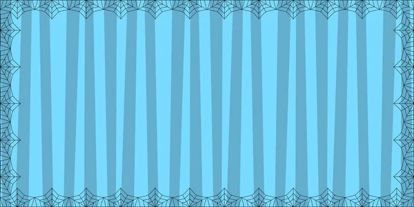 Полосатый Бирюзовый Синий Прямоугольник Фон Милыми Вертикальными Полосами Обрамленными Паутиной — стоковый вектор