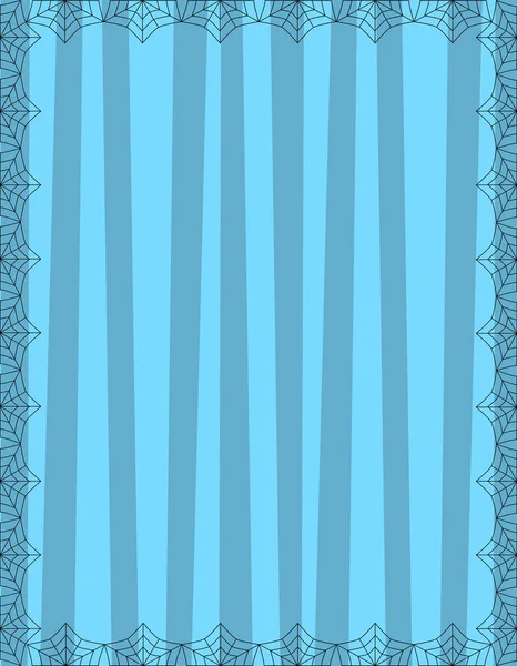 Striped Blue Background Cute Vertical Stripes Framed Spider Cobweb Vector — Stock Vector