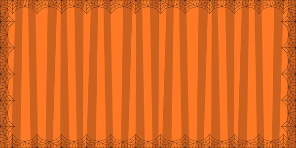 Полосатый Оранжевый Прямоугольник Фон Симпатичными Вертикальными Полосками Обрамлен Паутинной Паутиной — стоковый вектор