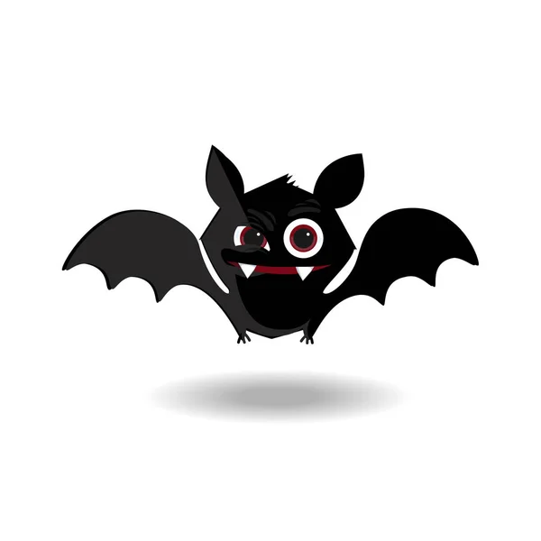 Ilustración Dibujos Animados Vectorial Lindo Personaje Murciélago Negro Amigable Volando — Vector de stock