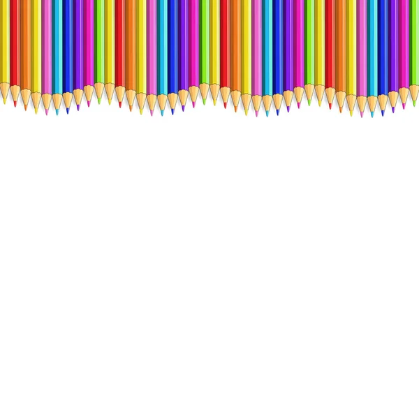 Crayons Couleur Vers Haut Ligne Forme Onde Cadre Bordure Multicolore — Image vectorielle