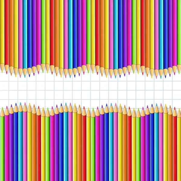 Vector Square Wavy Border Frame Made Multicolor Wooden Pencils Rows — Stock Vector