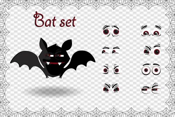 Ensemble Vectoriel Halloween Pour Créer Caractère Kawaii Noir Chauve Souris — Image vectorielle