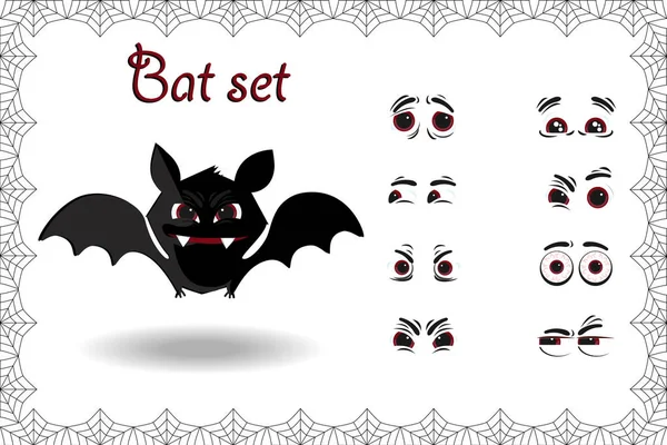 Set Vectorial Halloween Para Personaje Creación Lindo Murciélago Dibujos Animados — Vector de stock