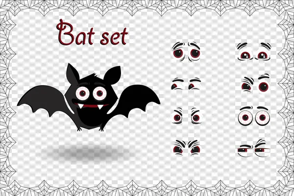 Ensemble Vectoriel Halloween Pour Créer Caractère Kawaii Noir Chauve Souris — Image vectorielle