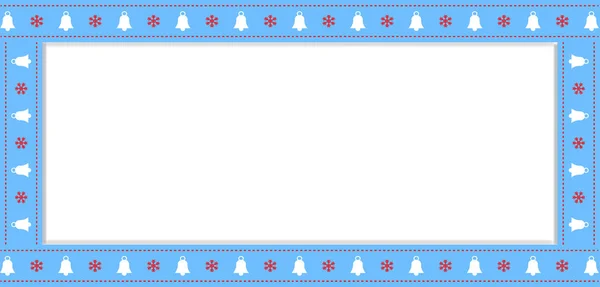 Niedlichen Weihnachten Oder Neujahr Blauen Rand Mit Weihnachtsglocken Und Schneeflocken — Stockvektor
