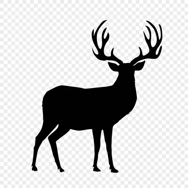 驯鹿的黑色轮廓与大角隔离在透明的背景 向量例证 剪贴画 鹿的标志为设计 — 图库矢量图片