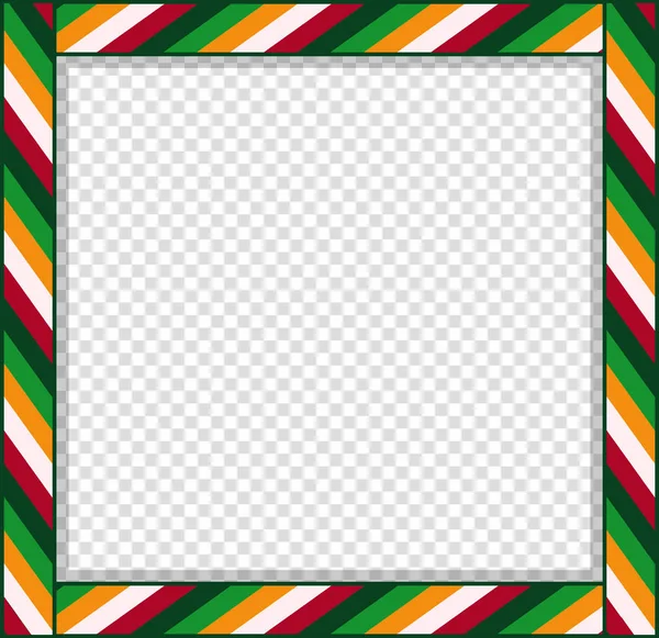 かわいいクリスマスまたは新年の境界線色縞模様飾り透明な背景に分離されました 正方形のテンプレート フォト フレーム スクラップブッ キングの要素 空のコピー スペースをベクトルします — ストックベクタ