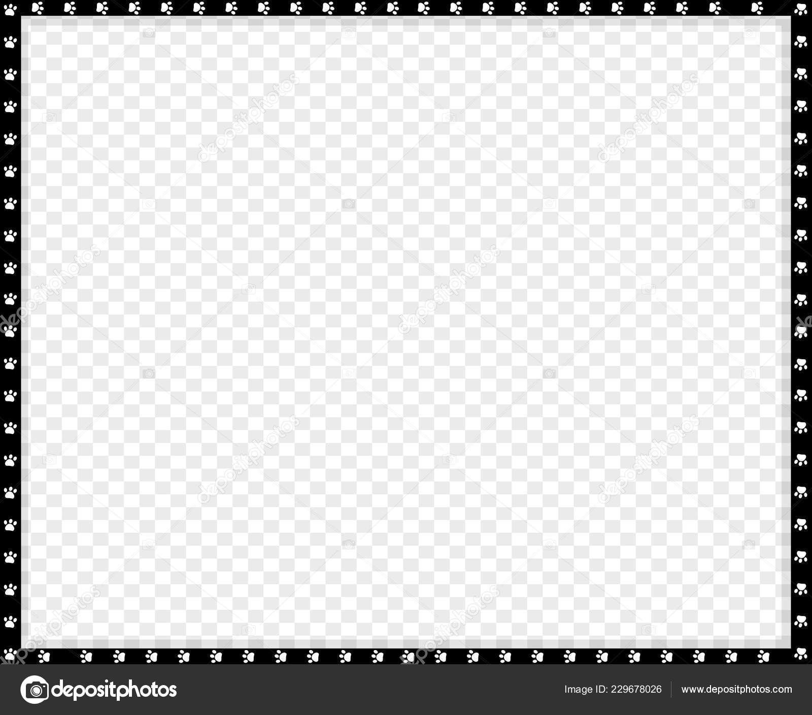 Vector Black White Rectangle Border Made Animal Paw Prints