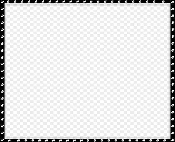 Векторна Чорно Біла Рамка Прямокутника Зроблена Тваринних Лап Друкує Прозорому — стоковий вектор