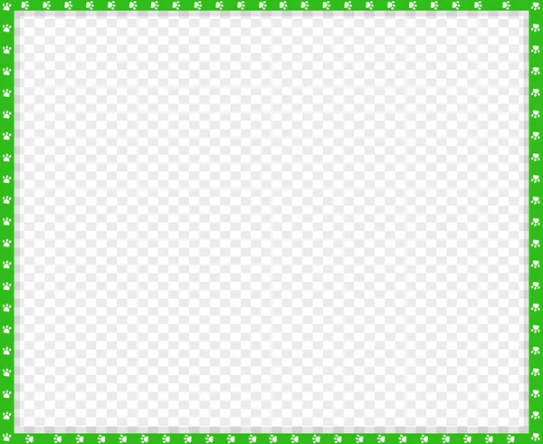 Bord Rectangle Vert Blanc Vectoriel Composé Empreintes Pattes Animaux Sur — Image vectorielle