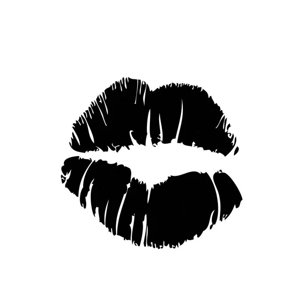 Illustration Monochrome Vectorielle Noir Blanc Filles Rouge Lèvres Kissmark Silhouette — Image vectorielle