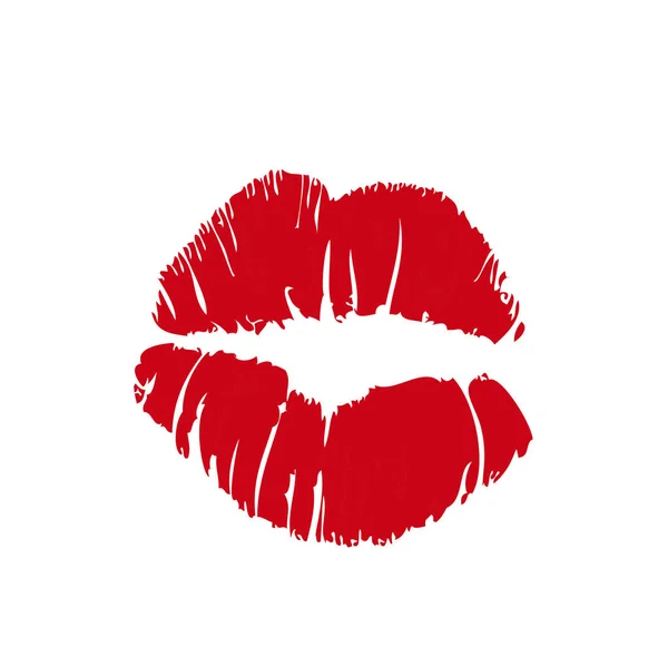Illustration Vectorielle Rouge Lèvres Rouge Fille Femme Baiser Marque Isolée — Image vectorielle