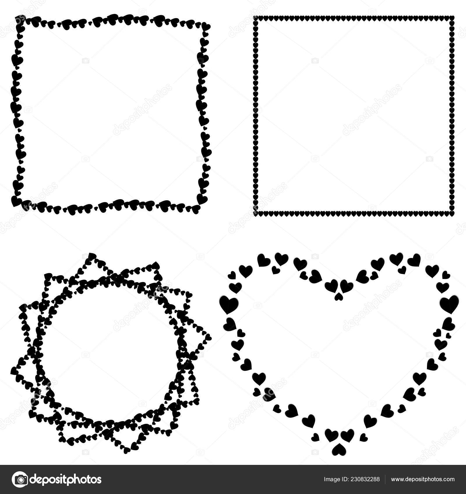 Vector Set Cute Black Love Hearts Photo Frames Valentine Wedding Vector Set Cute Black Love Hearts Photo Frames Valentine Wedding Stock