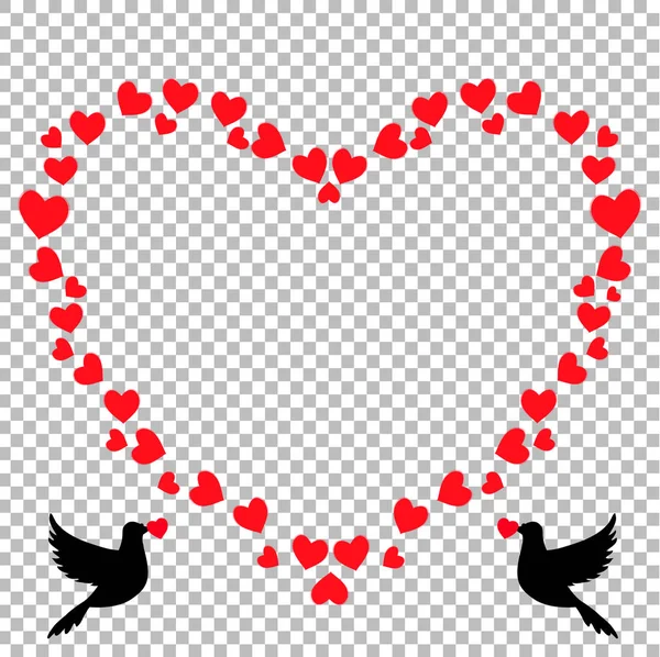 Cadre Photo Coeur Vintage Rétro Forme Coeur Rouge Vectoriel Avec — Image vectorielle