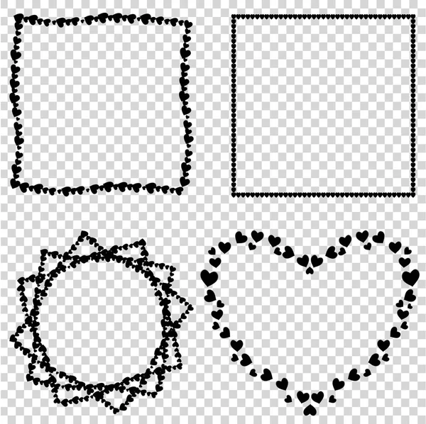 Conjunto Vectorial Lindos Corazones Amor Negro Marcos Fotos Para San — Archivo Imágenes Vectoriales