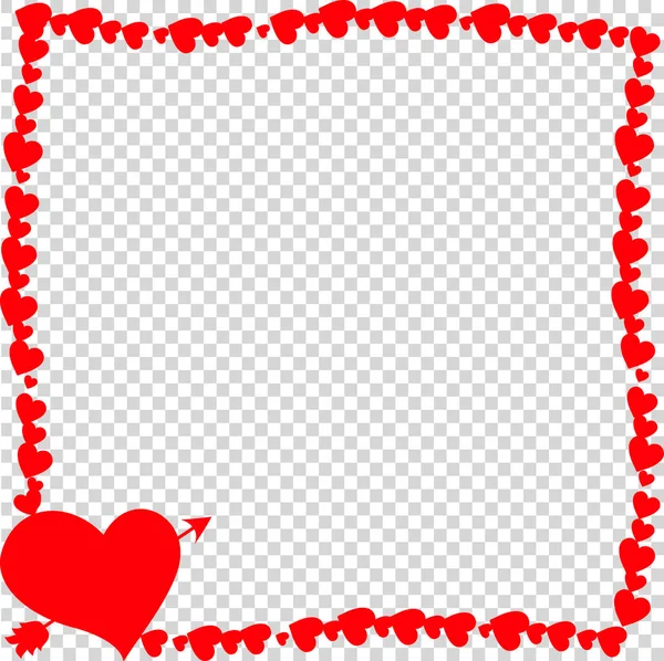 Векторно Красная Ретро Винтажная Рамка Сделанная Сердец Стрелкой Пронзающей Силуэт — стоковый вектор