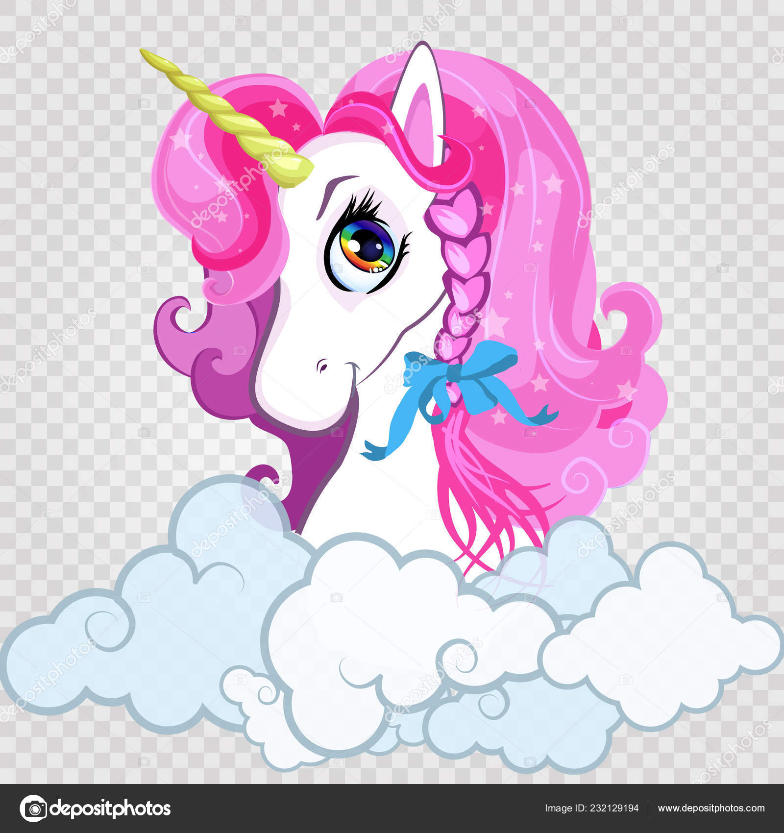 Licorne Fille Blanche Avec Des Cheveux Roses Et Des Étoiles. Illustration  Vectorielle Pour La Conception Des Enfants. Bel Animal De Dessin Animé  Fantastique Clip Art Libres De Droits, Svg, Vecteurs Et Illustration.