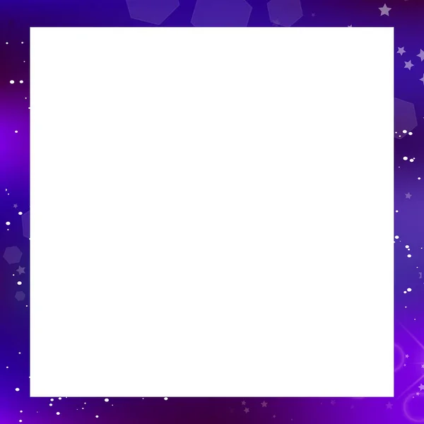 向量梦幻般的星系正方形边界查出在白色背景与拷贝空间 紫色霓虹灯神奇的旗帜 夜晚星空相框 神奇的光效果 剪贴簿 明信片 传单模板 — 图库矢量图片