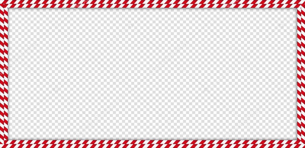 Christmas, new year rectangle double candy cane frame with striped lollipop pattern isolated on transparent background. Xmas border. Vector banner, signboard, billboard, greeting postcard, template.