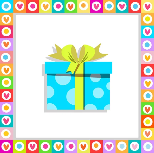 Vector Illustration Cute Cartoon Blue Gift Box Wrapped Festive Bow — Stock Vector