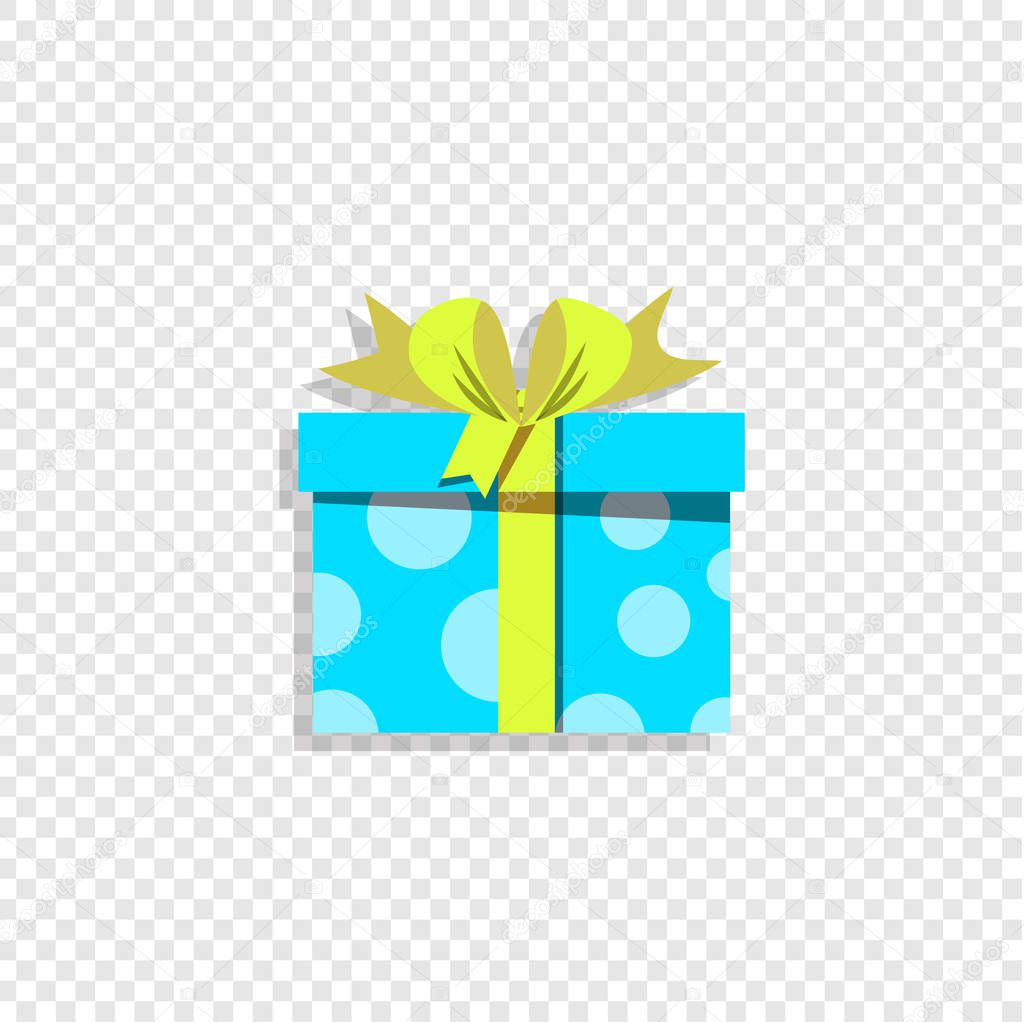 Blue wrapped gift box isolated . Sale, shopping, birthday, christmas, new year, valentine. Present icon, logo. Congratulations on holidays celebration anniversary, wedding, sticker, clip art. Vector