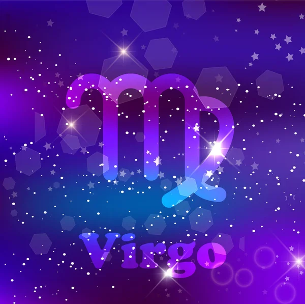 Signo Constelación Del Zodíaco Virgo Sobre Fondo Cósmico Púrpura Con — Vector de stock
