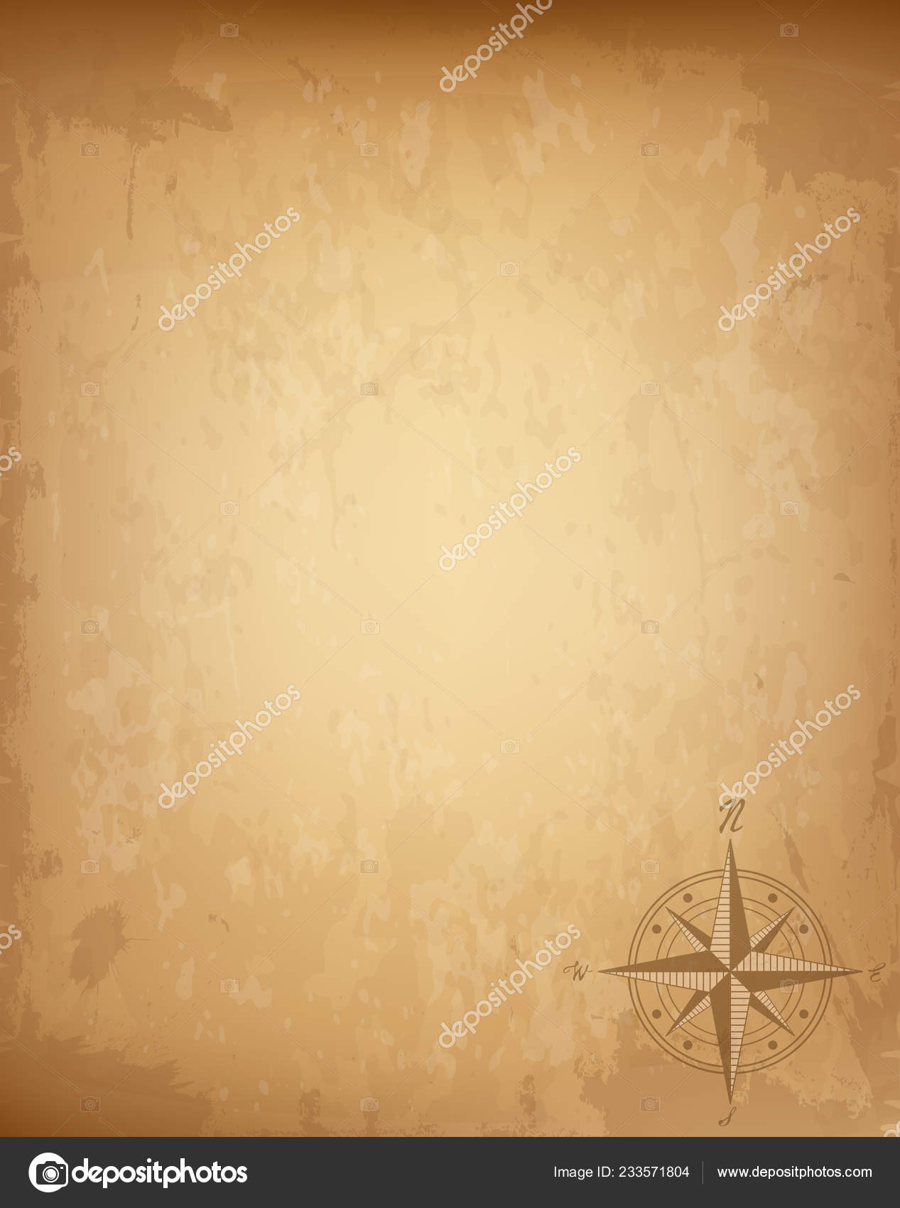 Old Vintage Paper Wind Rose Compass Sign Highly Detailed Vector For Blank Pirate Map Template