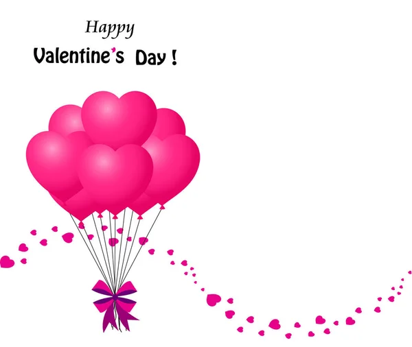 Щасливий День Святого Валентина Вітальна Листівка Купою Рожевих Кульок Формі — стокове фото