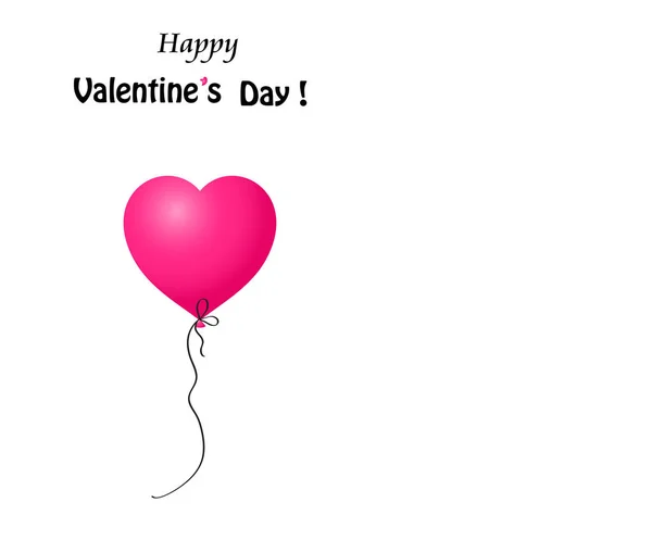 Happy Valentine Day Greeting Card Pink Cartoon Heart Shaped Helium — Stock Photo, Image