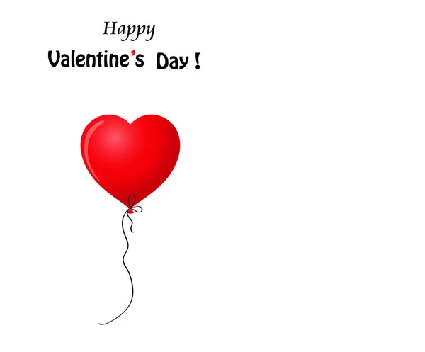 Happy Valentine Day Greeting Card Red Realistic Heart Shaped Helium — Stock Photo, Image