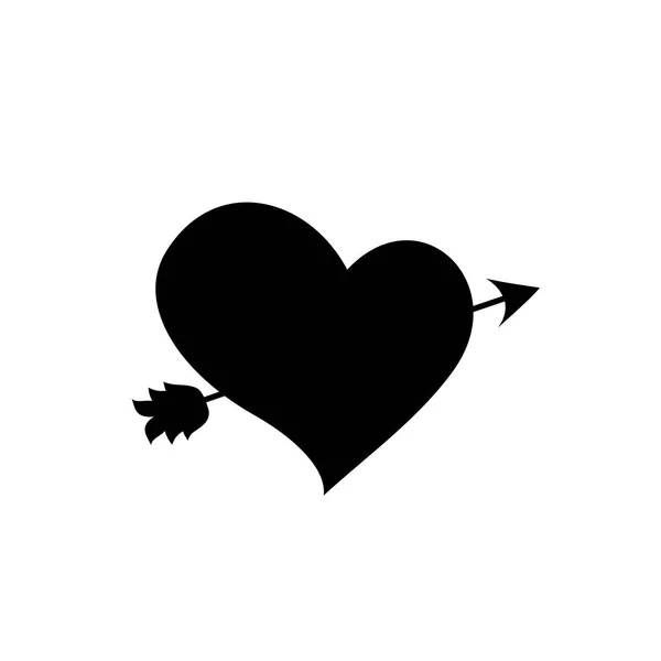 Черный Силуэт Сердца Пронзили Стрелой Белом Фоне Иллюстрация Икона Клип — стоковое фото
