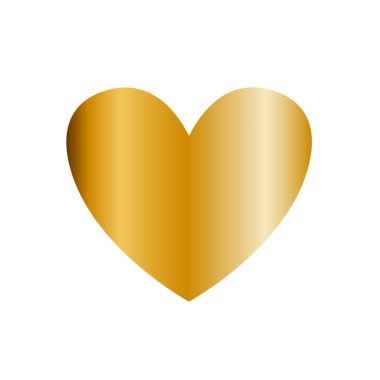   altın kalp simgesi, beyaz arka plan üzerinde izole küçük resim. Altın kalp işareti, aşk sembolü.