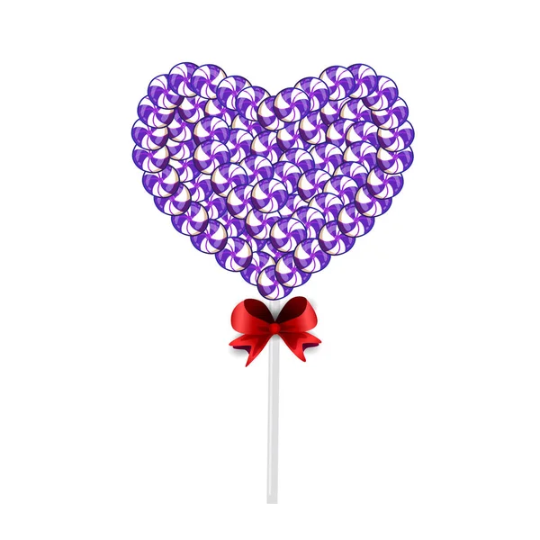 Illustratie Van Violet Wit Lolipop Hart Gemaakt Van Snoep Snoep — Stockfoto