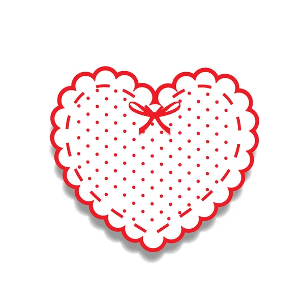 Белая Красная Бумага Режет Кружевное Девчачье Сердце Наклейку Рисунком Горошек — стоковое фото