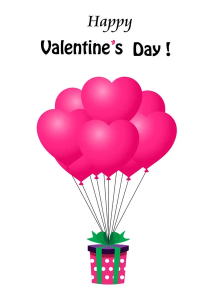 Happy Valentine Day Cartoon Wenskaart Met Cadeau Verpakt Met Groene — Stockfoto