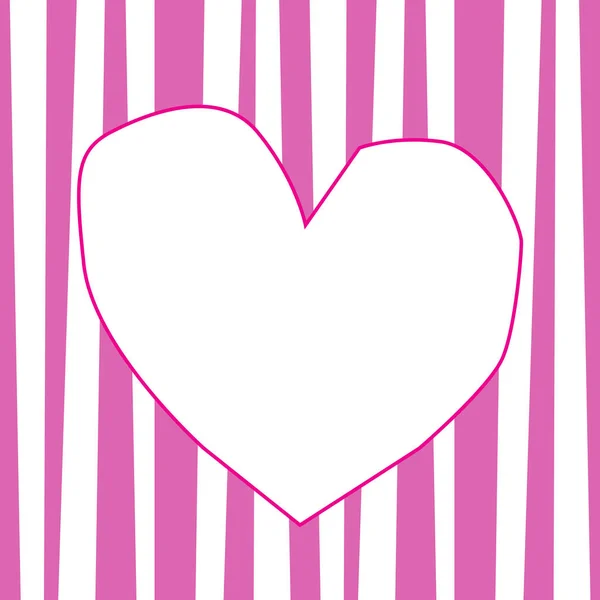 Κορνίζα Σχήμα Καρδιά Ροζ Και Λευκό Ριγέ Φόντο Χώρο Για — Φωτογραφία Αρχείου
