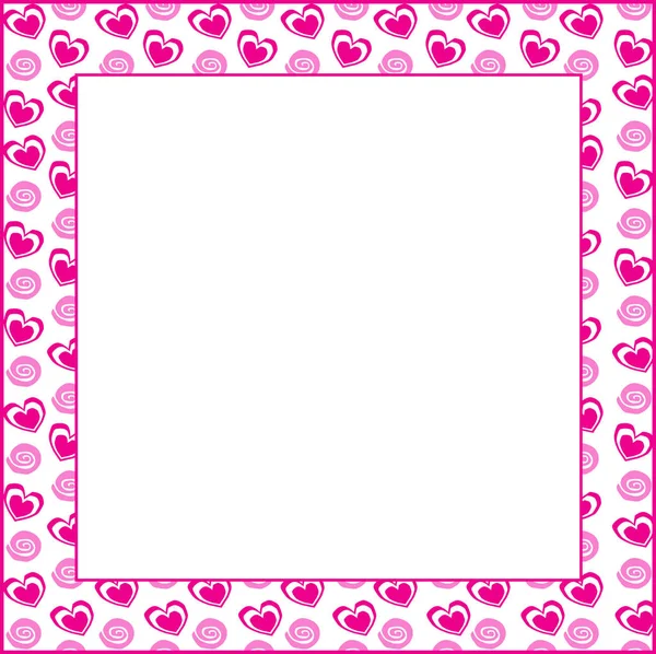 Рамка Розовыми Сердцами Спиралями Белом Фоне Пространством Текста Иллюстрация Template — стоковое фото