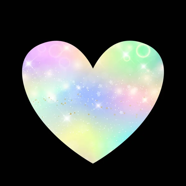 Χαριτωμένο Σύμπαν Εικονίδιο Καρδιάς Πριγκίπισσα Χρώματα Μαύρο Κλίση Φόντο Ολόγραμμα — Φωτογραφία Αρχείου