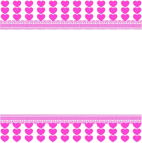 Cute Horizontal Template Pink Lined Hearts Pattern Space Text White — Stock Photo, Image