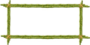 İp ve metin veya resim için boş alan ile sınırlı Yeşil Bambu sopa ahşap çerçeve yaptı. mockup, küçük resim, sınır, şablon, beyaz arka plan üzerinde izole fotoğraf çerçevesi