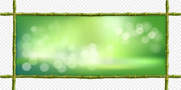 Creative Illustration Green Bamboo Sticks Border Frame Blur Bokeh Background — Stock Photo, Image